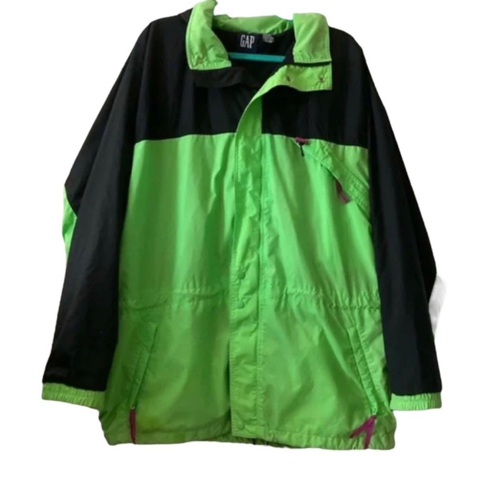 🍁CCO SALE🍁 GAP Neon Green/Black Windbreaker Jacket L